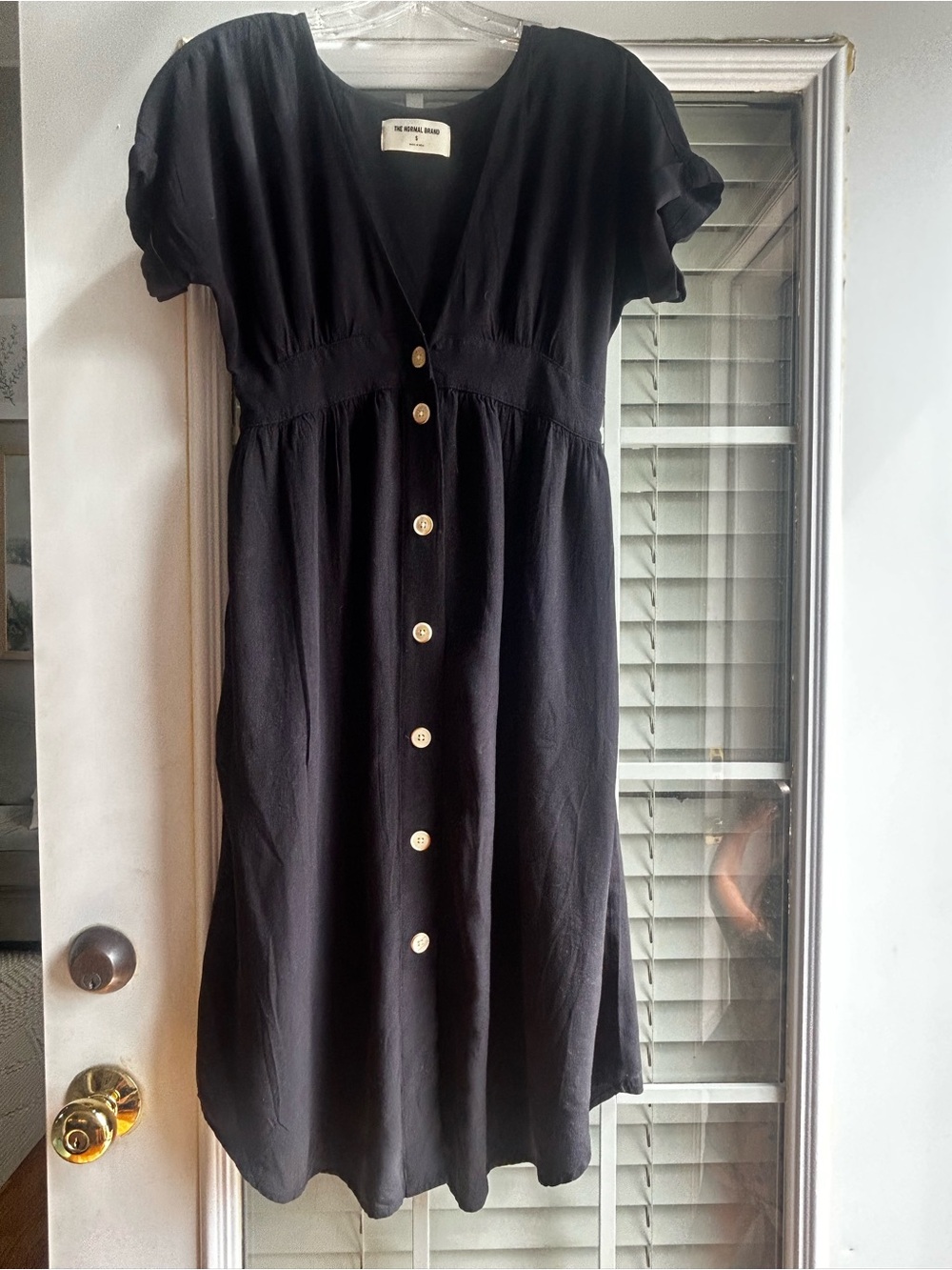The Normal Brand Black Button-Front Midi Dress - Picture 3 of 7